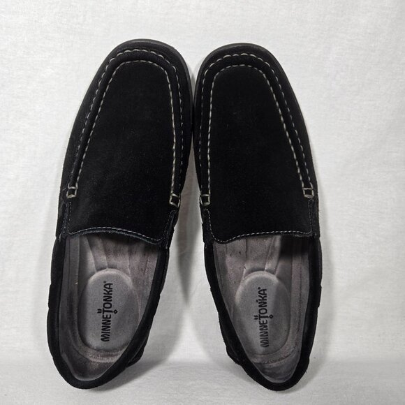 MINNETONKA Old Money BLACK Suede Leather Mocs Loafers Penny Driver Men's Size 9. - Picture 7 of 17
